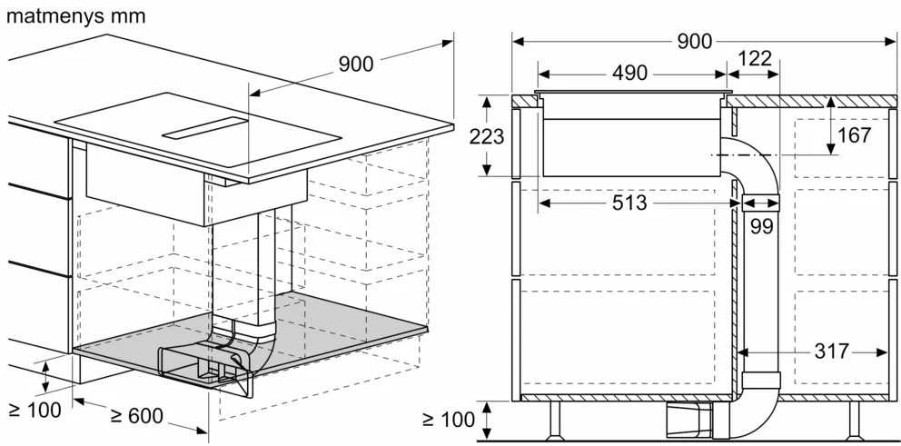 Bosch PVS811B16E Serija 4, Indukcinė kaitlentė su integruota ventiliacijos sistema, 80 cm, kaitlentė be rėmo