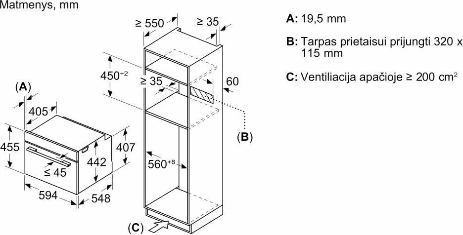 Įmontuojama kompaktiška orkaitė, Bosch CMG7241W1, su mikrobangų funkcija
