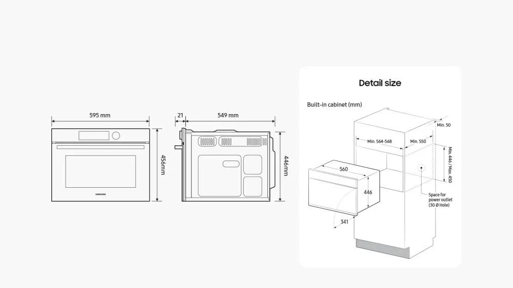 Įmontuojama mikrobangų krosnelė Samsung NQ5B5713GBK, Juodos spalvos