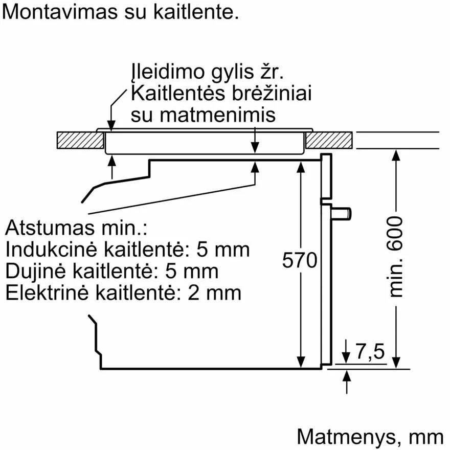 Bosch HBG517CS4 Serija 6, Įmontuojamoji orkaitė, 60 x 60 cm, Nerūdijančio plieno