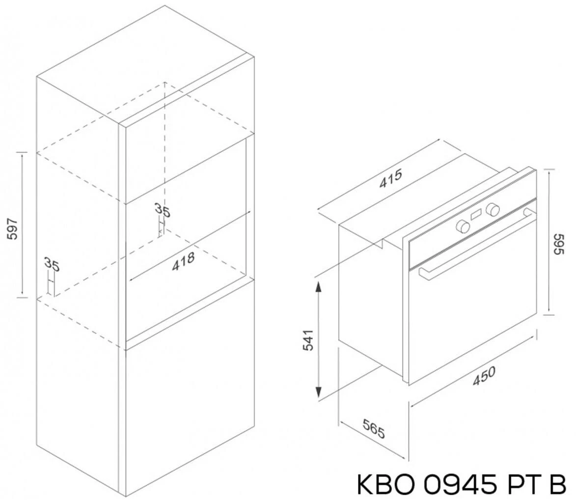 Įmontuojama orkaitė KERNAU KBO 0946 PT B, 45 cm