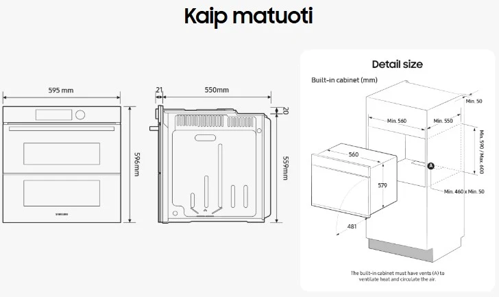Įmontuojama orkaitė Samsung NV7B6795JAK/U3