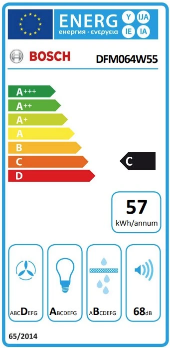 Bosch Serie 2 DFM064W55 gartraukis Semi built-in (pull out) Metallic, Sidabrinis 394 m³/h