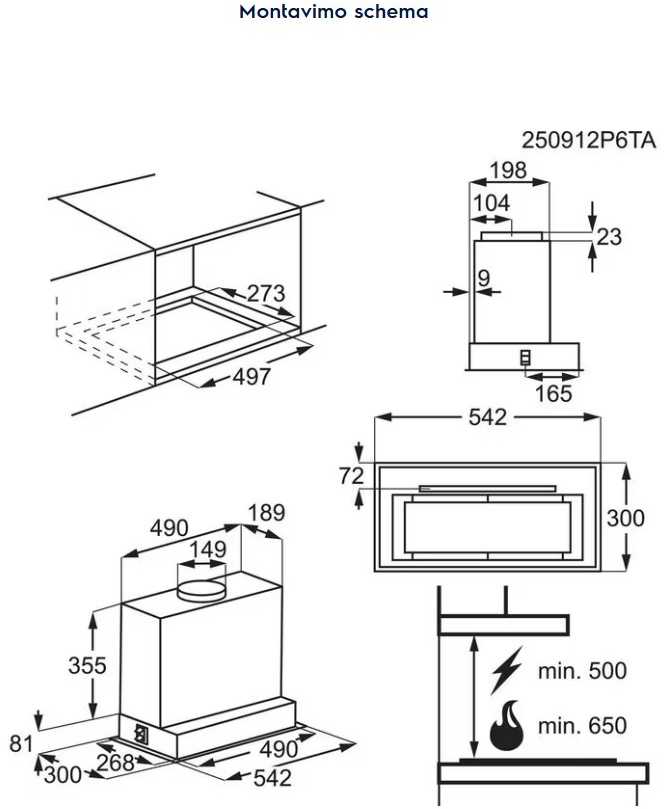Juodos spalvos 54 cm pločio įmontuojamas gartraukis Electrolux LFG825K