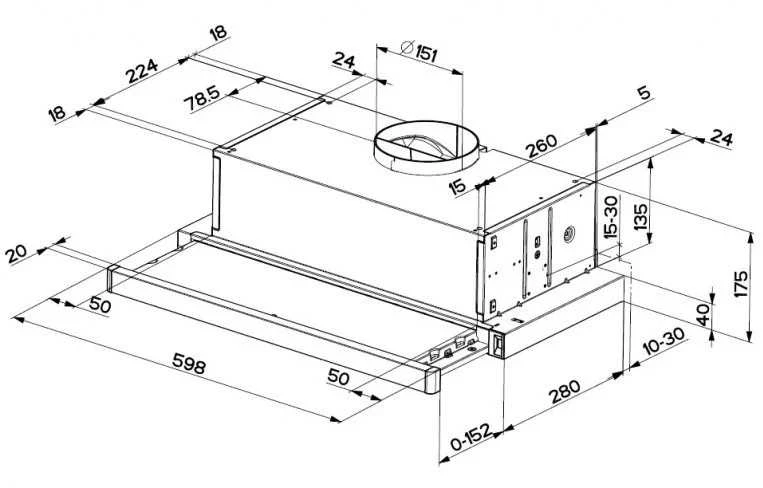 Įmontuojamas gartraukis Faber Flexa NG GLASS W A60