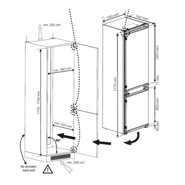 Įmontuojamas šaldytuvas  BEKO BCSA285K4SN, 177cm