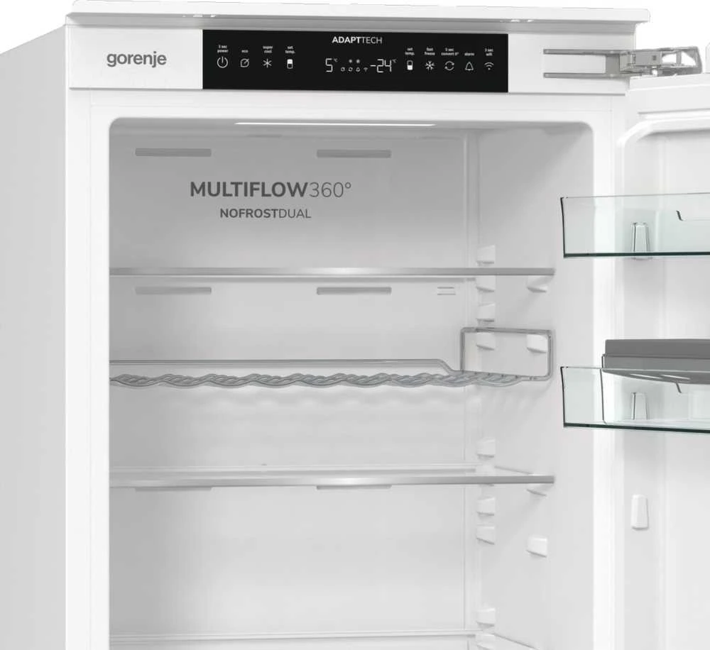 Gorenje Šaldytuvas | NRKI517E62WF | Energy efficiency class E | Built-in | Combi | Height 177.2 cm | No Frost system | Šaldytuvas net capacity 176 L | Šaldiklis net capacity 76 L | Ekranas | 35 dB | Baltas