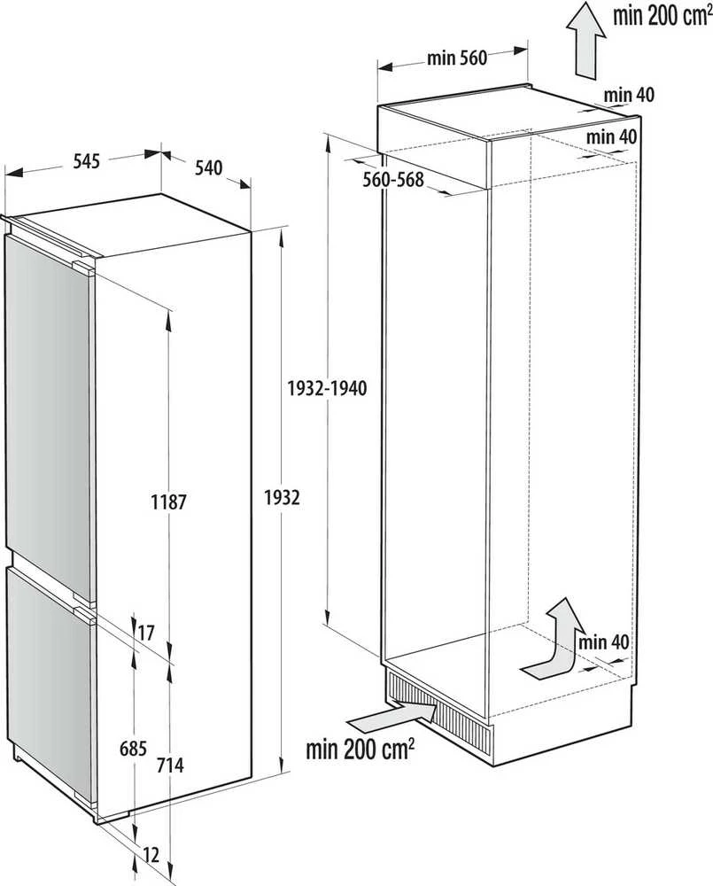 Įmontuojamas šaldytuvas Hisense RB3B280SAWE
