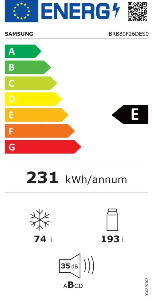 Įmontuojamas šaldytuvas Samsung BRB80F26DES0EO, No Frost