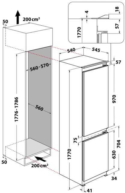 WHIRLPOOL Built-In Šaldytuvas WHC18D011C1 SF, Height 177 cm, Energy class E, Stop frost