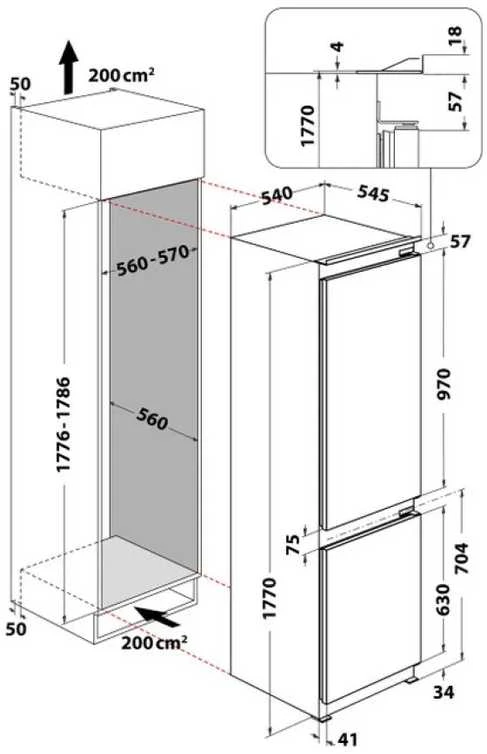 Įmontuojamas šaldytuvas Whirlpool WHC18D051A1
