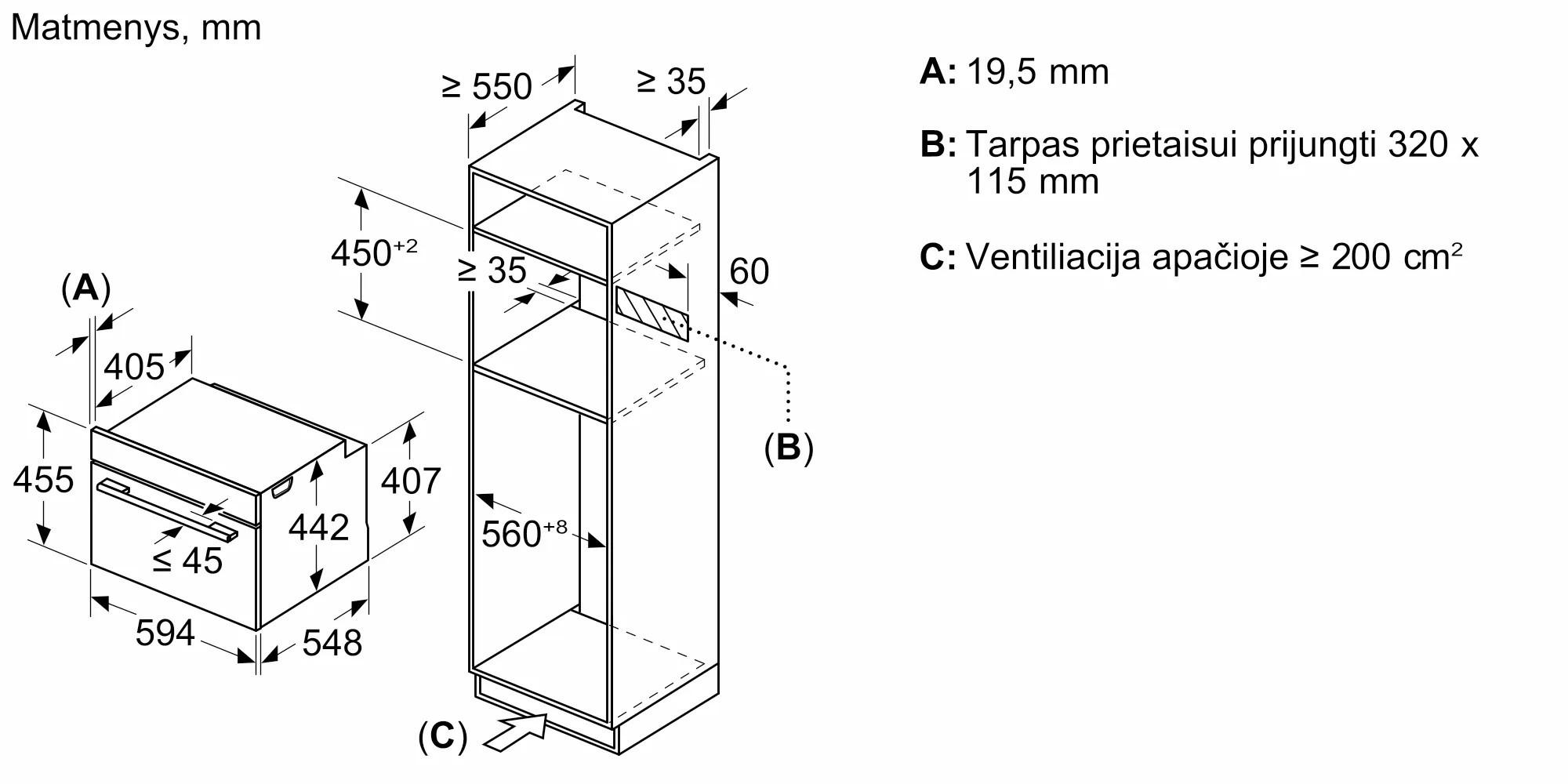 Įmontuojamoji kompaktinė orkaitė su mikrobangų funkcija Bosch CMG978NB1