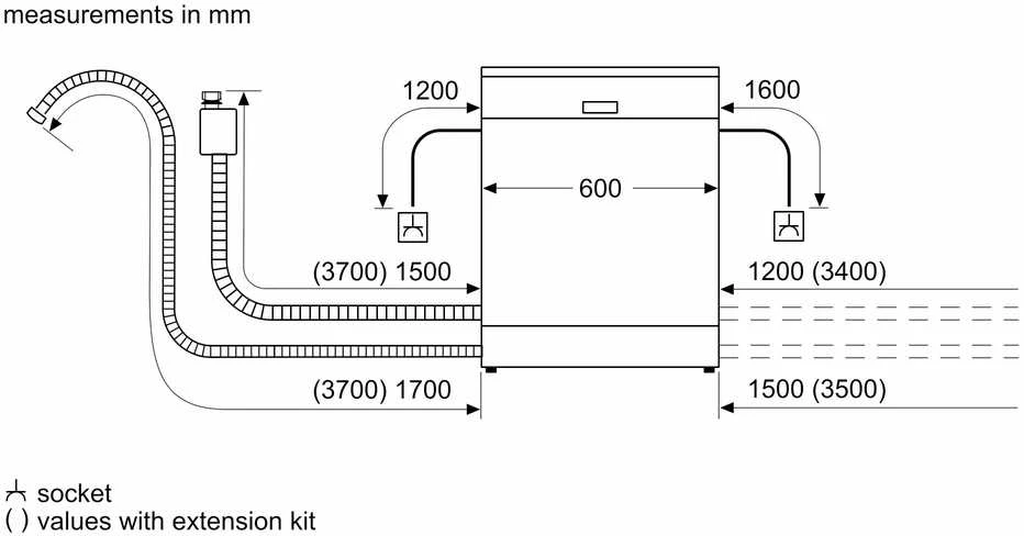 Bosch Serie 4 SMS4HMI07E indaplovė Laisvai pastatoma 14 stalčių D