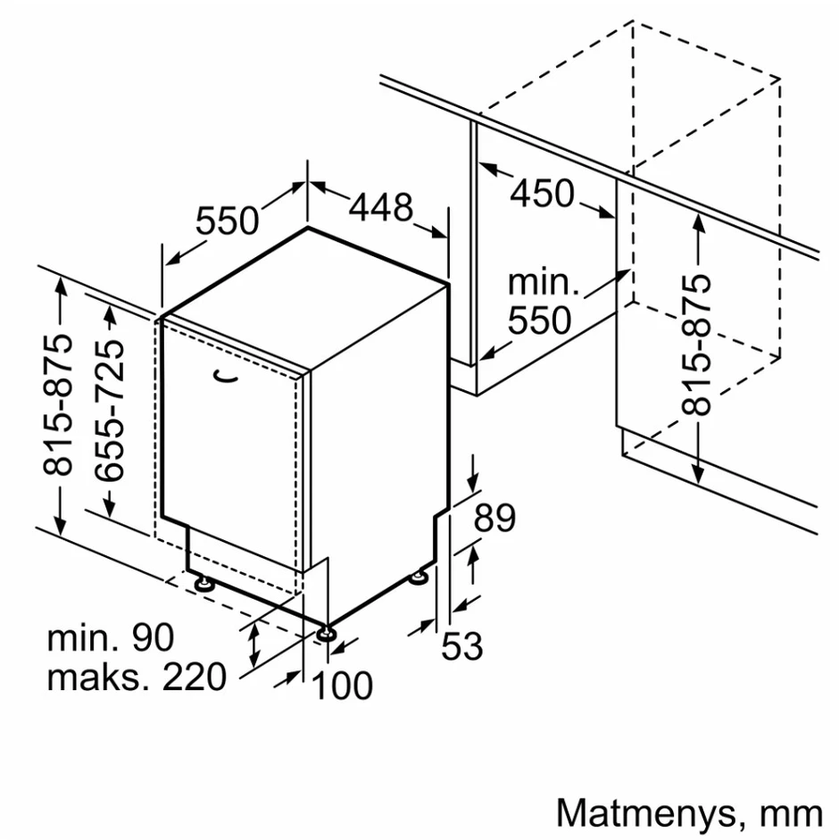 Bosch Serie 2 SPV2HMX02E indaplovė Pilnai įmontuojama 10 vietų komplektų
