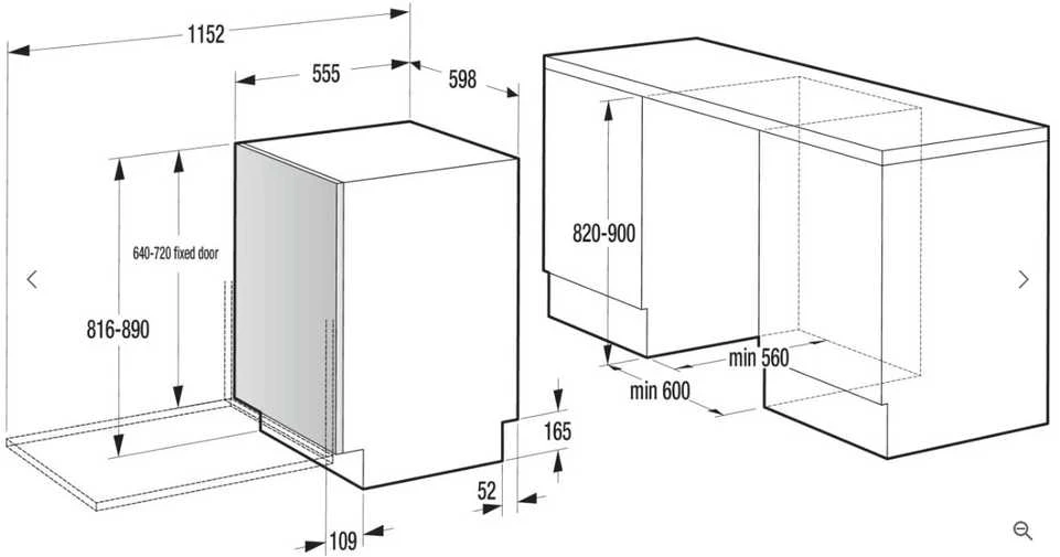 Gorenje Indaplovė | GV16D5 | Built-in | Plotis 59.8 cm | Number of place settings 16 | Number of programs 6 | Energy efficiency class D | Ekranas | AquaStop function