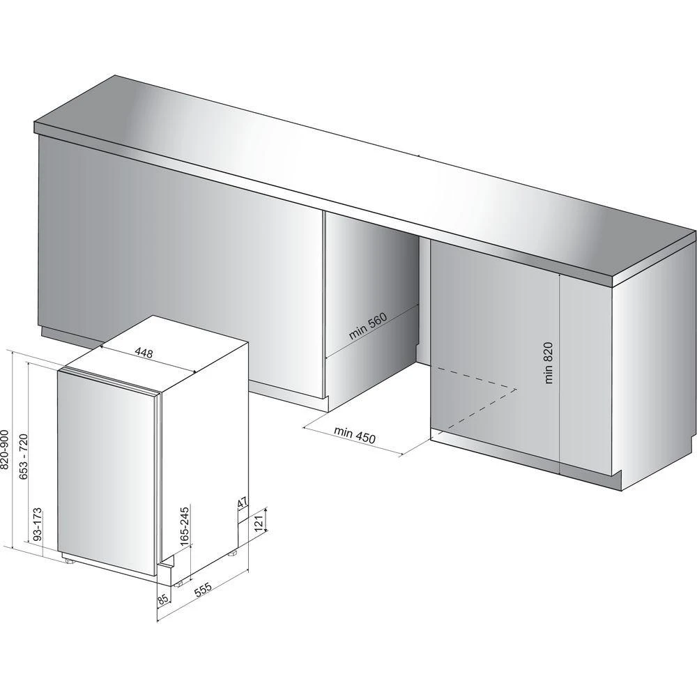WHIRLPOOL Indaplovė WSIP4O33PFE, D energijos klasė (senas A+++), 45 cm, Powerclean PRO, Trečias krepšelis, 9 programos