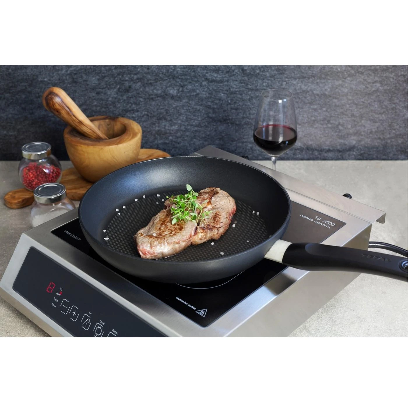 Caso | Thermo Control Hob | TC 3500 | Number of burners/cooking zones 1 | Touch control | Induction | Juodas/Nerūdijantis plienas