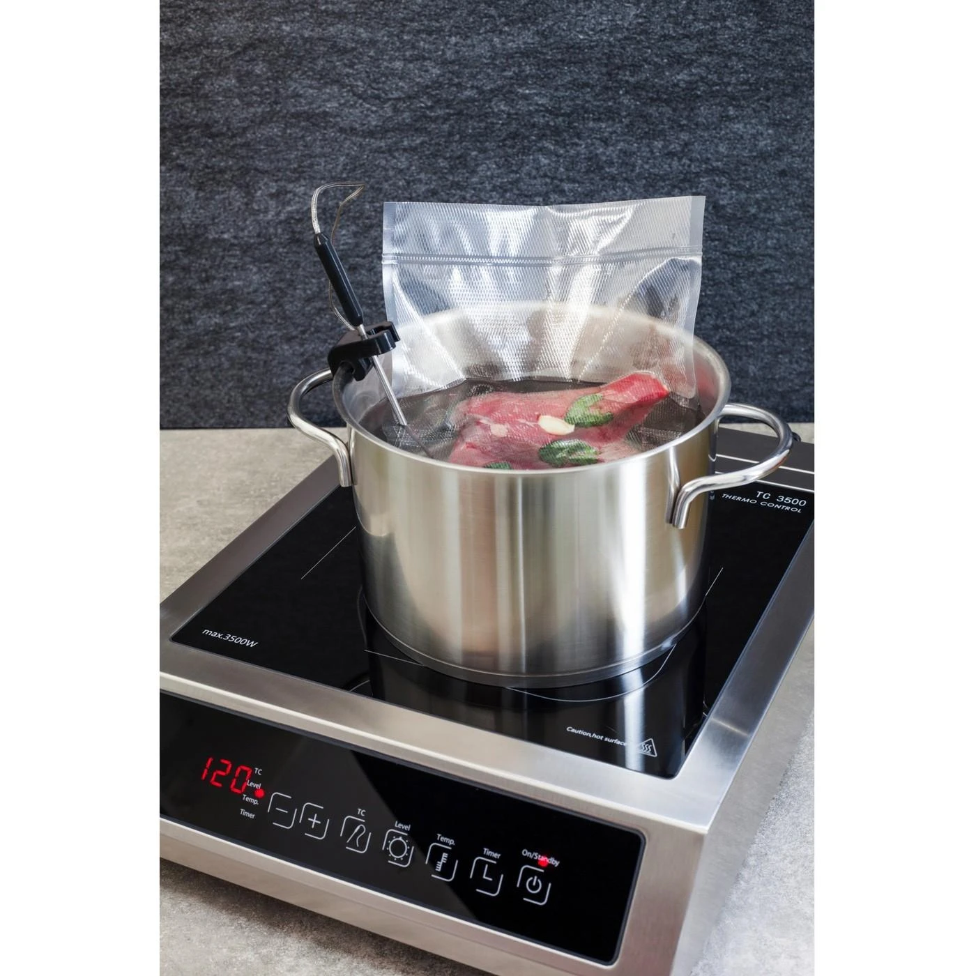 Caso | Thermo Control Hob | TC 3500 | Number of burners/cooking zones 1 | Touch control | Induction | Juodas/Nerūdijantis plienas