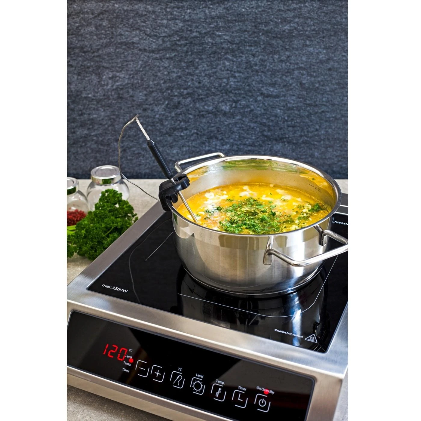 Caso | Thermo Control Hob | TC 3500 | Number of burners/cooking zones 1 | Touch control | Induction | Juodas/Nerūdijantis plienas