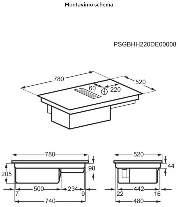 Indukcinė kaitlentė su integruotu gartraukiu AEG CCE84543CB, 80 cm