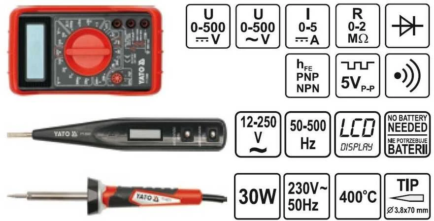 Yato įrankių rinkinys elektrikui YT-39009 68 vnt