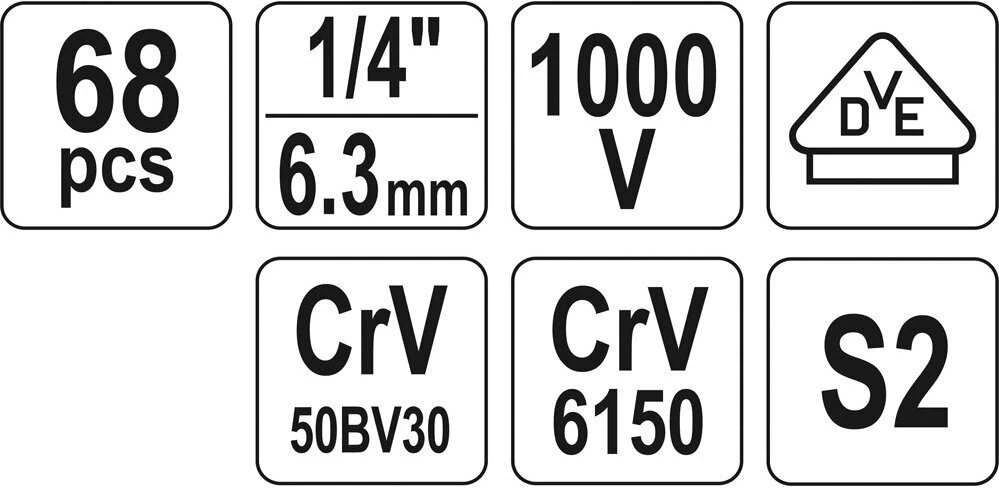 Yato įrankių rinkinys elektrikui YT-39009 68 vnt