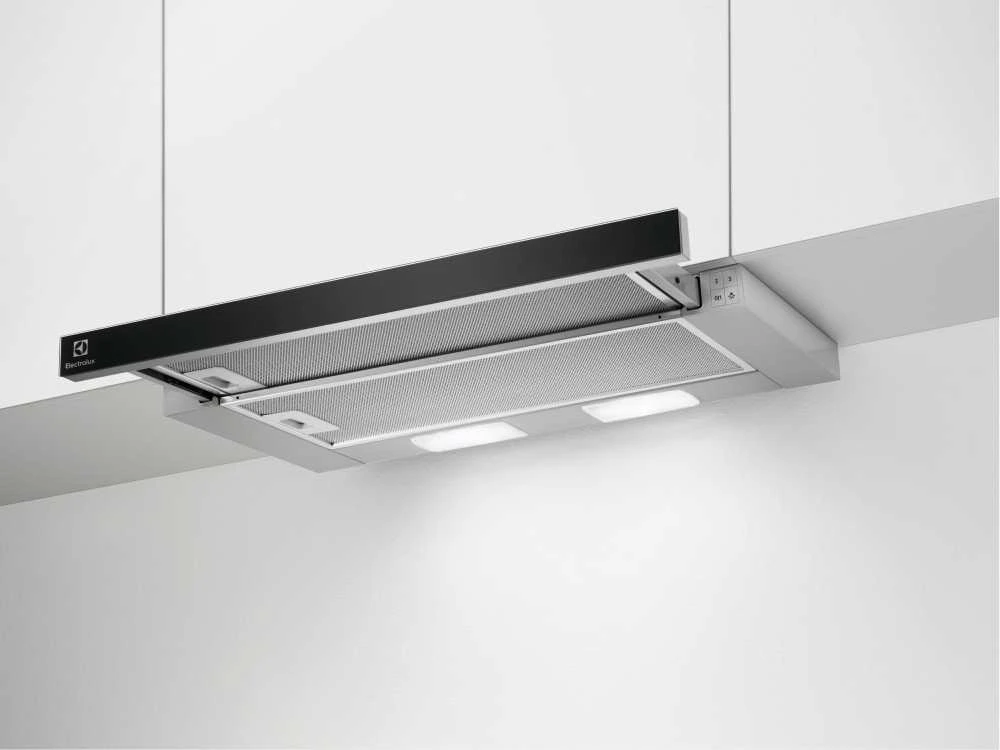 Ištraukiamas gartraukis Electrolux LFP326AB su juodo stiklo priekine panele