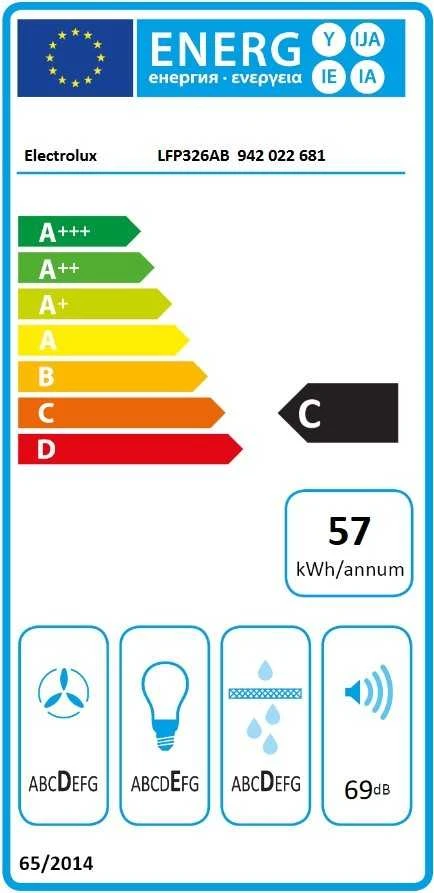 Ištraukiamas gartraukis Electrolux LFP326AB su juodo stiklo priekine panele