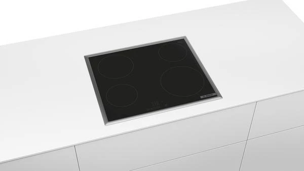 Bosch PKE645BB2E Serija 4, Elektrinė kaitlentė, 60 cm, kaitlentė su plieniniu rėmu