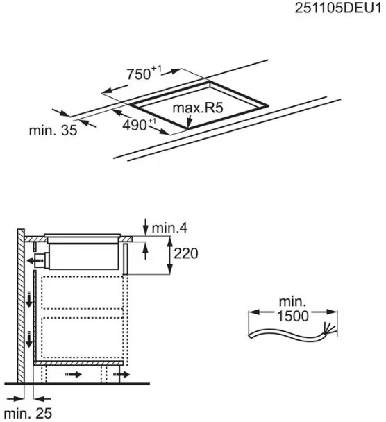 80 cm pločio kaitlentė su integruotu gartraukiu Electrolux KCC83443