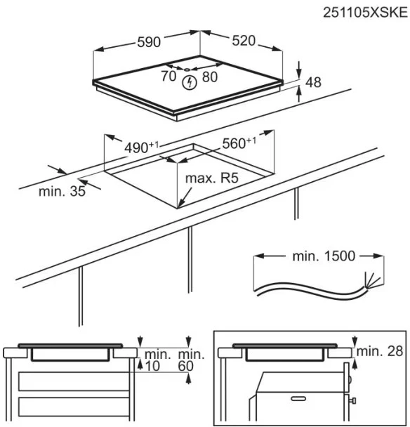 Indukcinė kaitlentė Electrolux 300 serija LIB60424CK