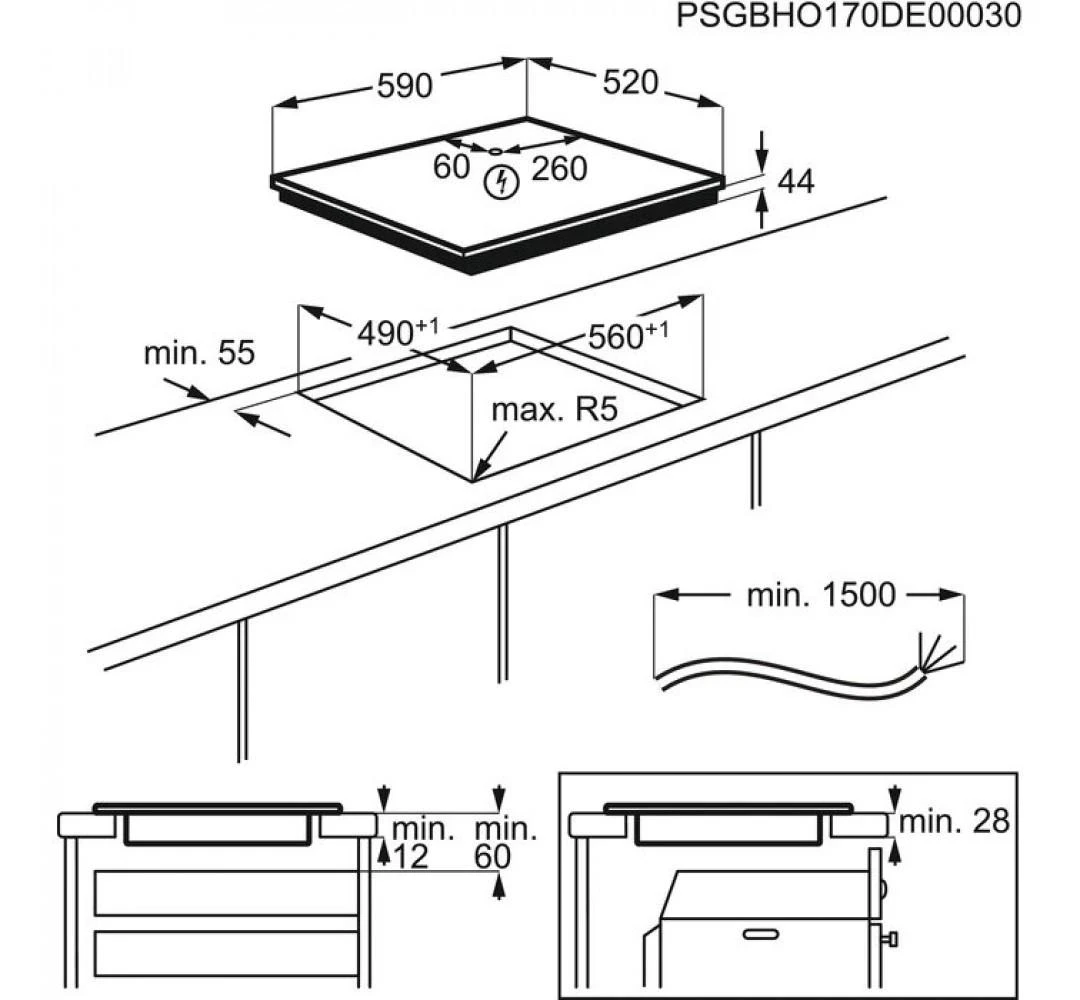60cm.pločio indukcinė kaitlentė Hob2Hood Electrolux LIL61434C