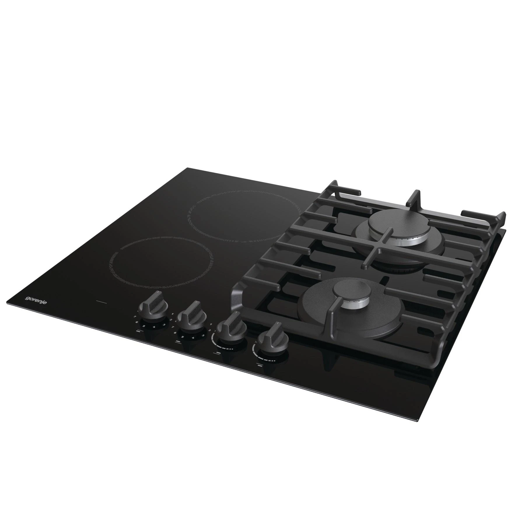 Gorenje | Kaitlentė | GCE691BSC | Dujos ant stiklo + vitrokeramika | Degiklių / virimo zonų skaičius 4 | Sukamosios rankenėlės | Juodas