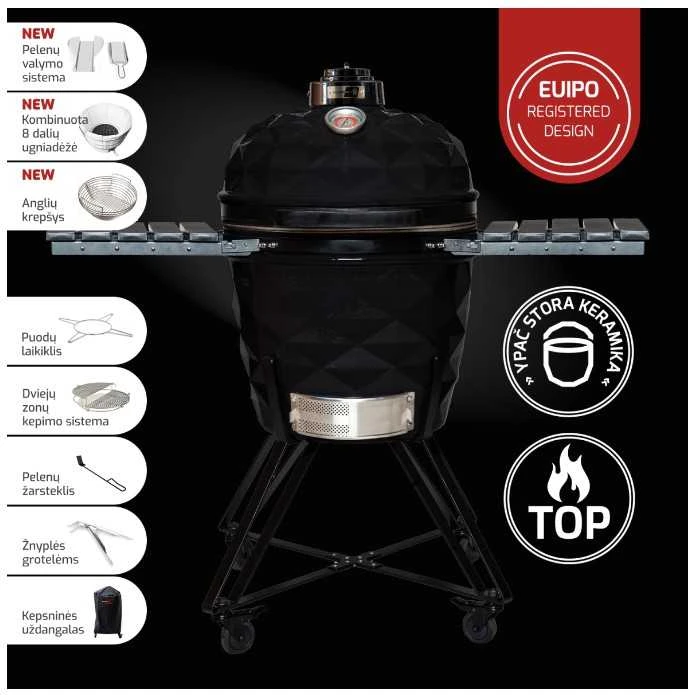 Kamado Club KAMADOCLUB PRO 2 PREMIUM+ KEPSNINĖ, JUODA