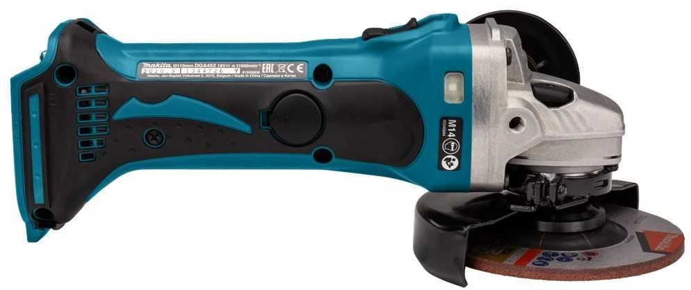 Makita akumuliatorinis kampinis šlifuoklis DGA452Z, 18V, 115 mm, be akumuliatoriaus ir kroviklio