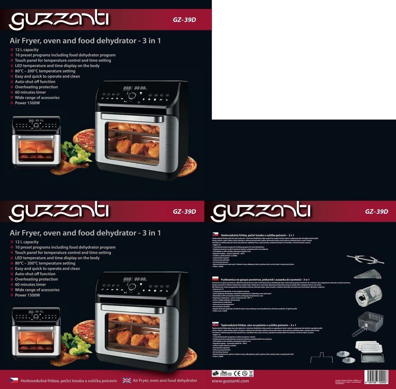 Karšto oro gruzdintuvė Guzzanti GZ 39D