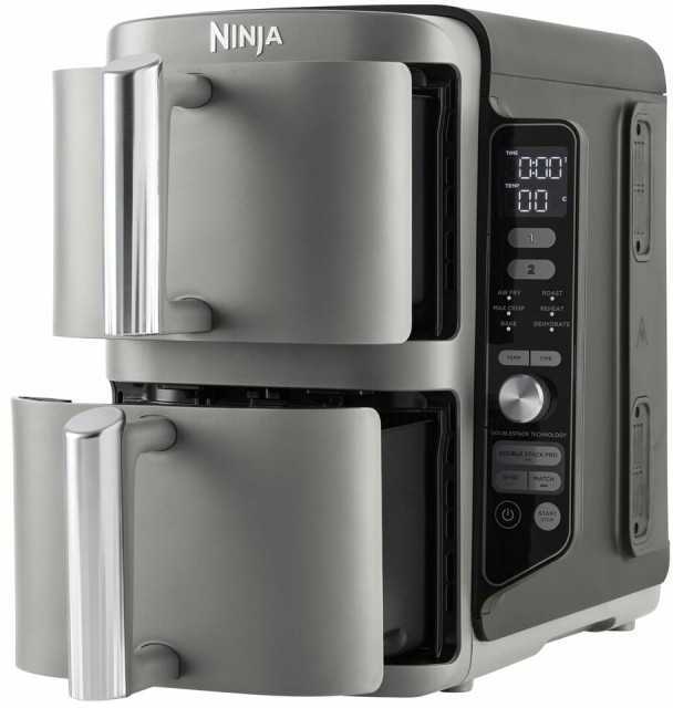 Karšto oro gruzdintuvė Ninja Double Stack XL, 2 lygių, 9,5 l, SL400EU, Tamsiai pilka
