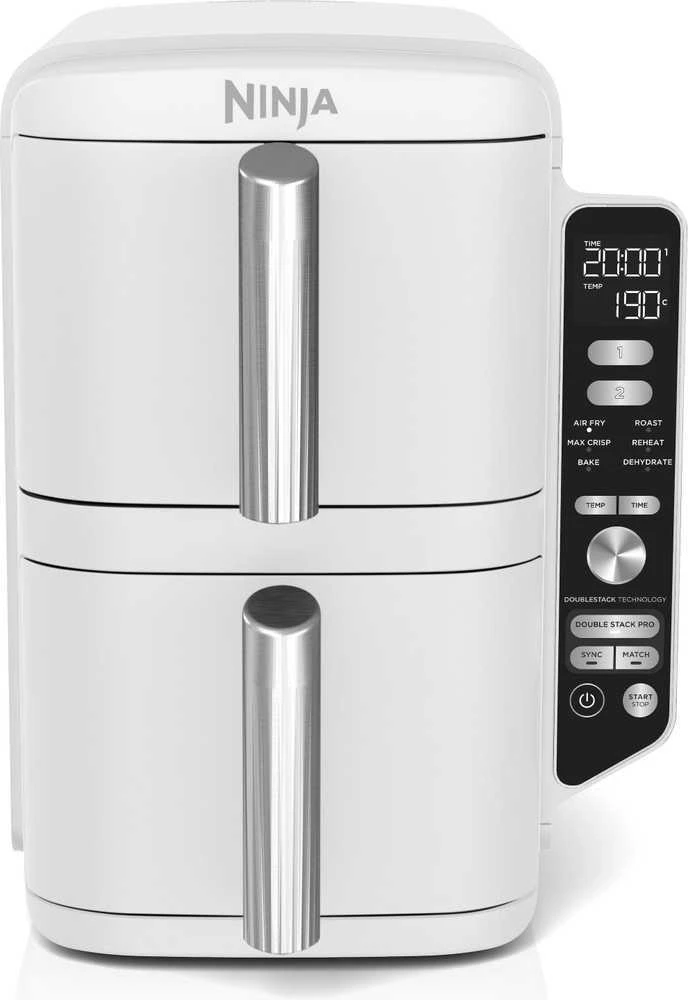 Karšto oro gruzdintuvė Ninja Double Stack XL, 2 lygių, 9,5 l, SL400EU, balta aprašymas - Prekės nuotrauka