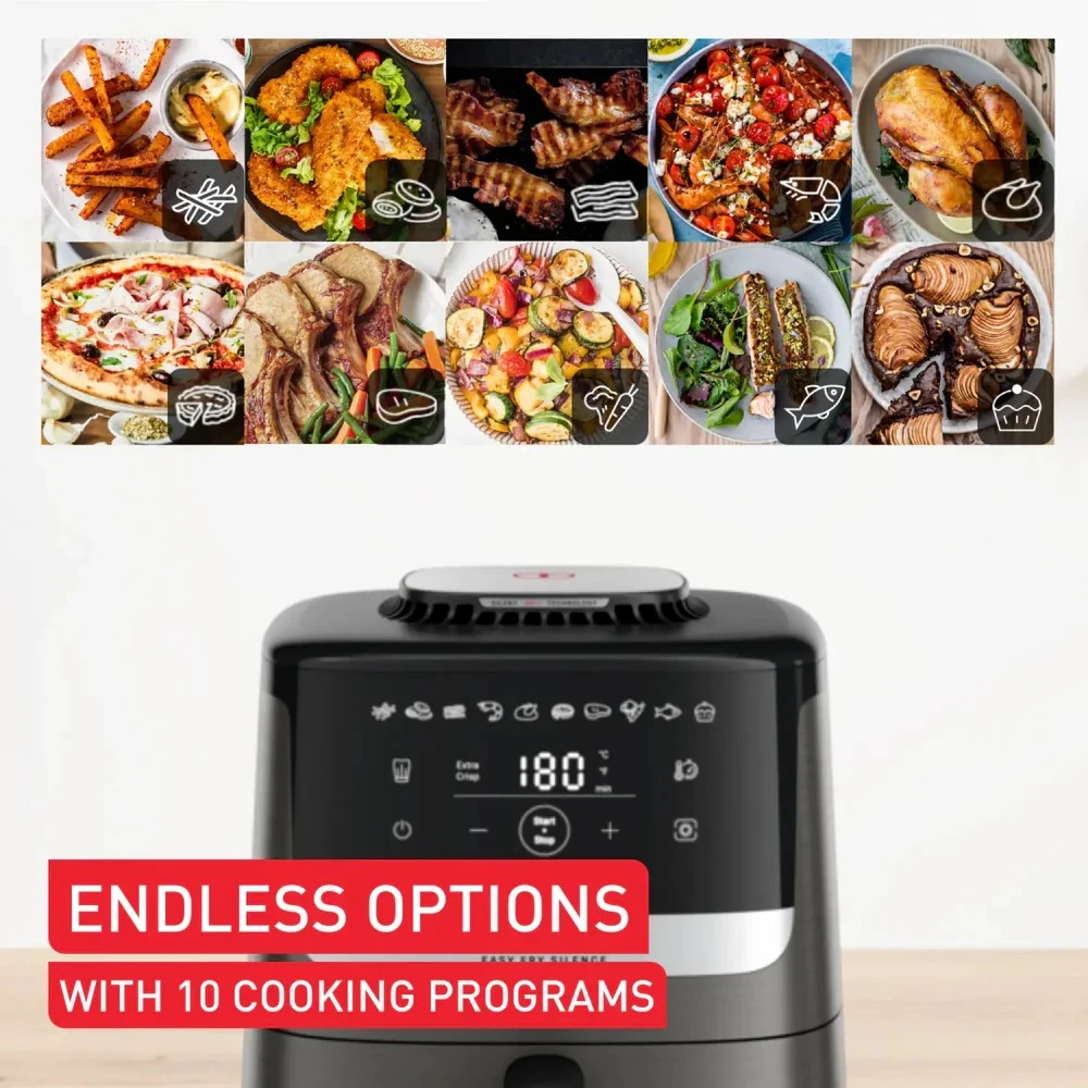 Karšto oro gruzdintuvė Tefal Easy Fry Silence, 5 l, pilkos spalvos (EY551HE0)