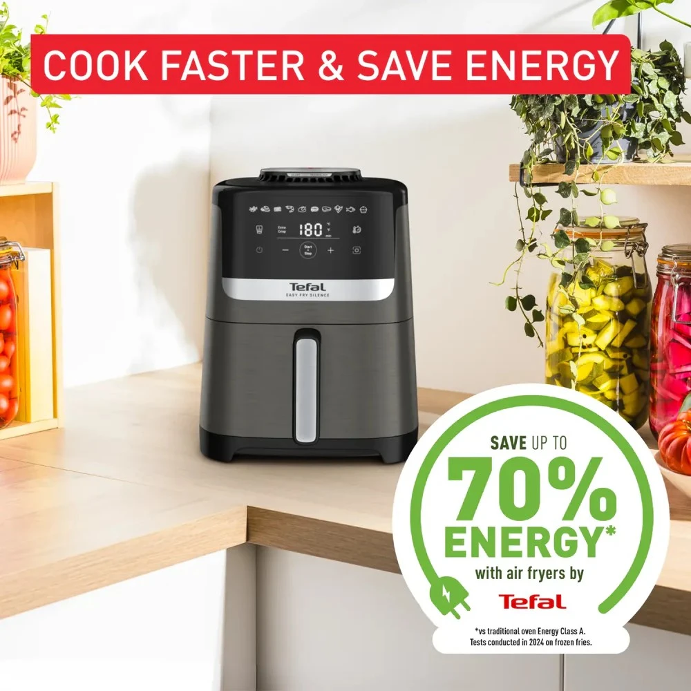 Karšto oro gruzdintuvė Tefal Easy Fry Silence, 5 l, pilkos spalvos (EY551HE0)