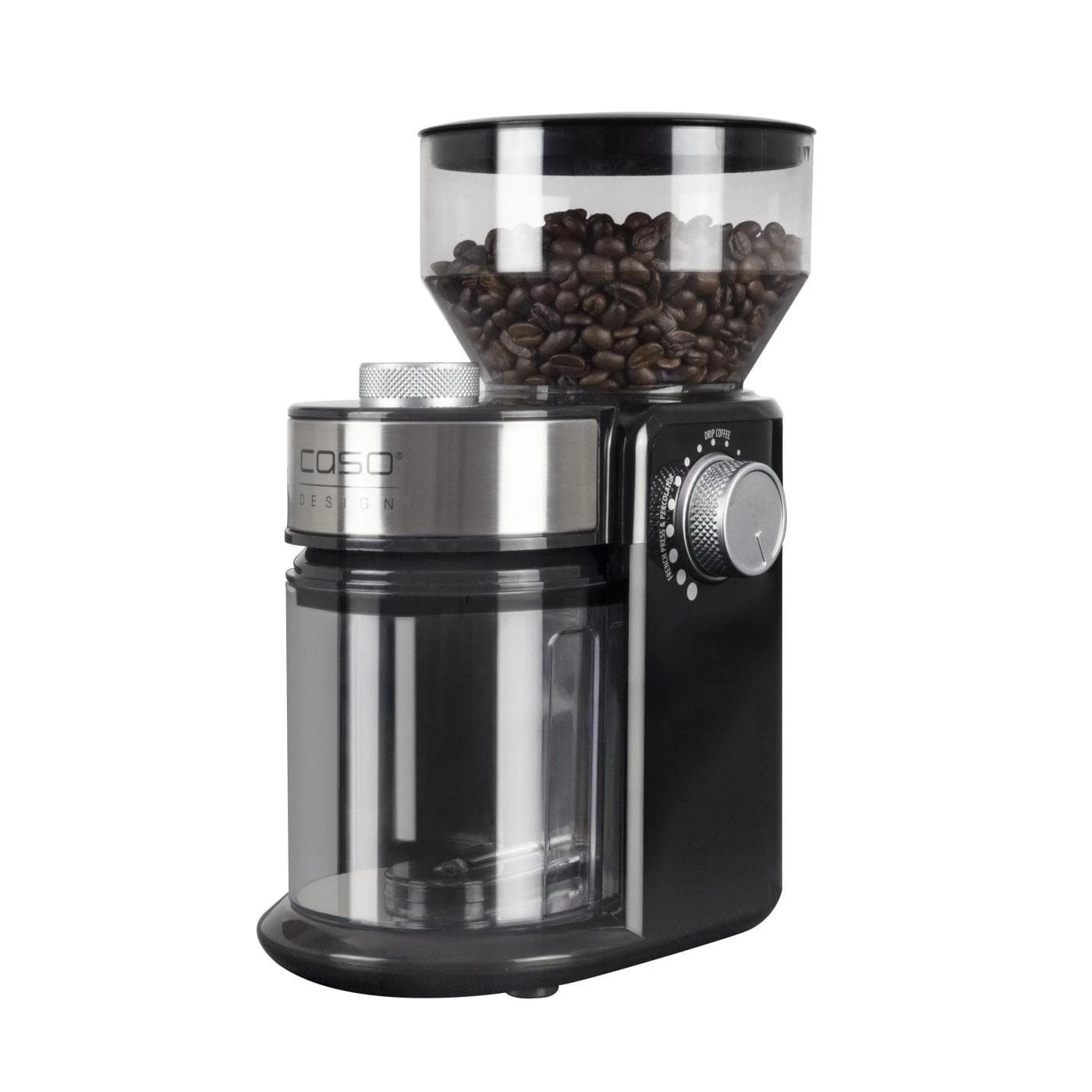 Kavamalė Caso | Kavos malūnėlis | Barista Crema | 150 W | Kavos pupelių talpa 240 g | Puodelių skaičius 12 vnt(s) | Juodas