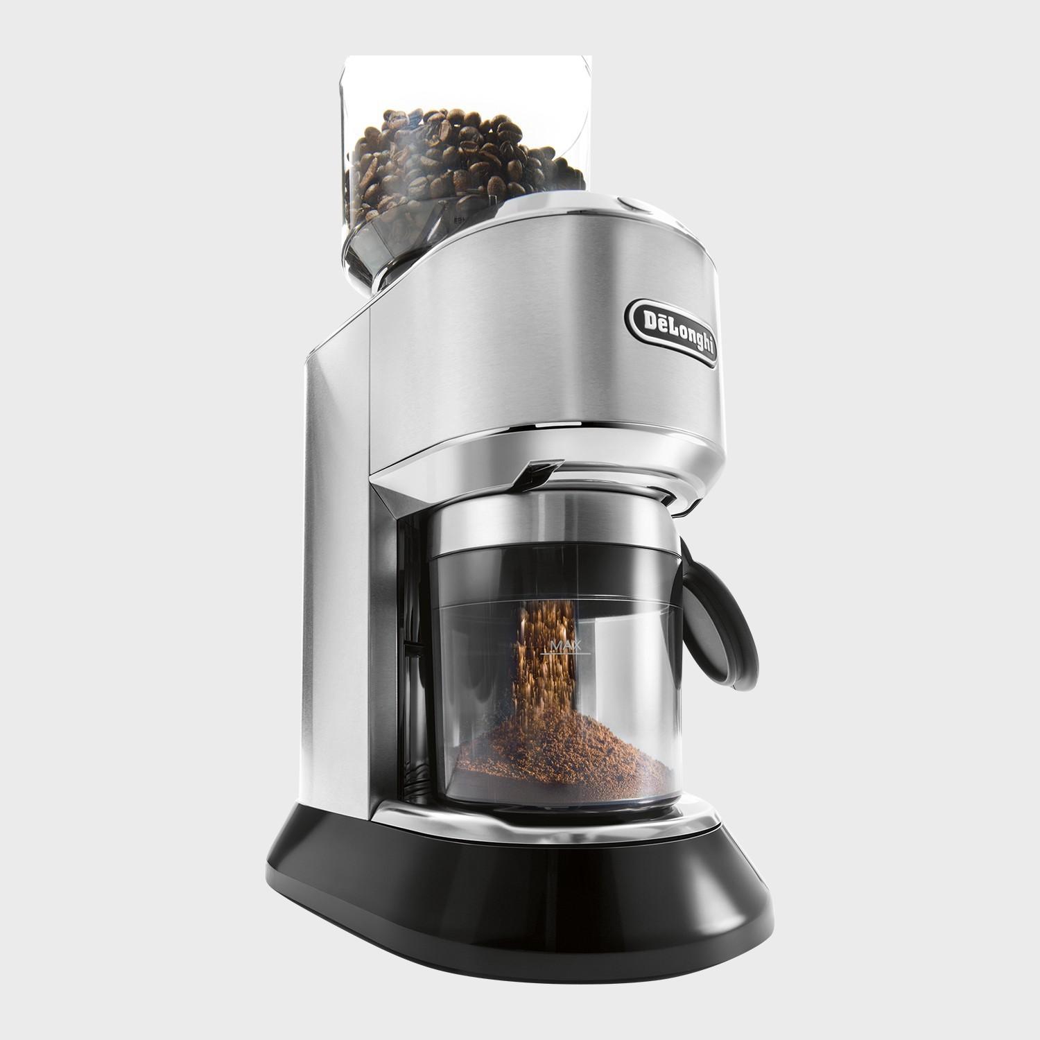 Kavamalė Delonghi kavos malūnėlis KG521.M DEDICA Inox/ juodas, 150 W, 350 g, Puodelių skaičius 14 vnt.