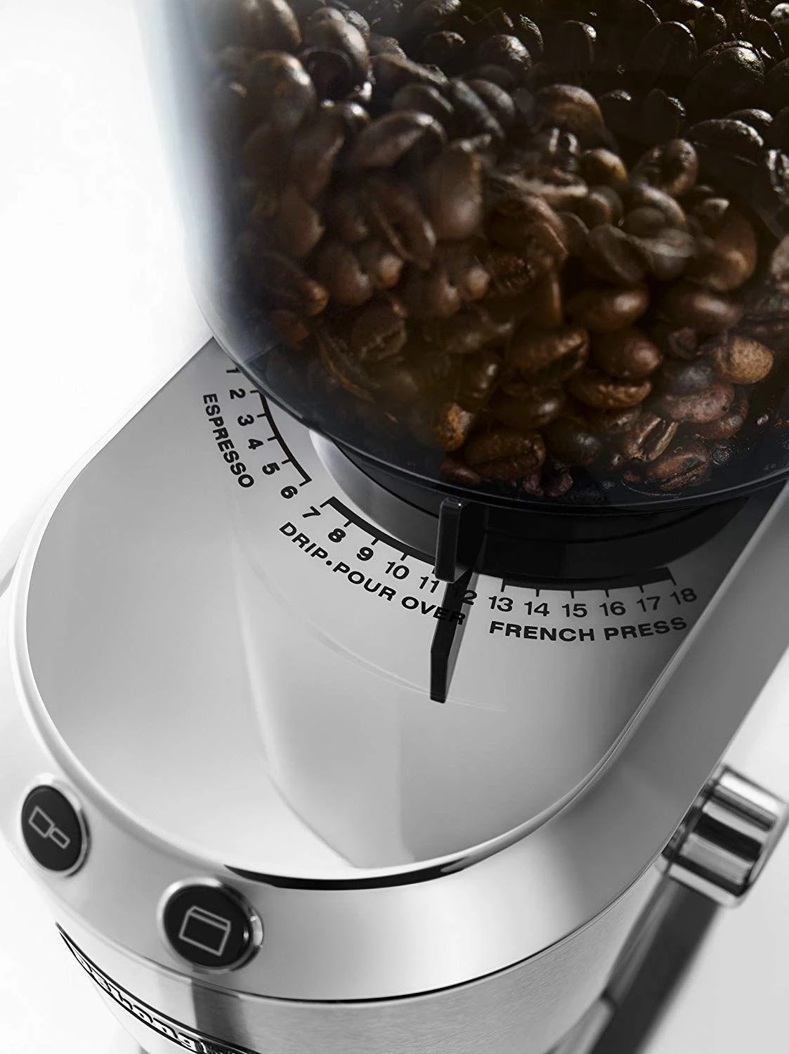 Kavamalė Delonghi kavos malūnėlis KG520M DEDICA Inox/ juodas, 150 W, 350 g, Puodelių skaičius 14 vnt.
