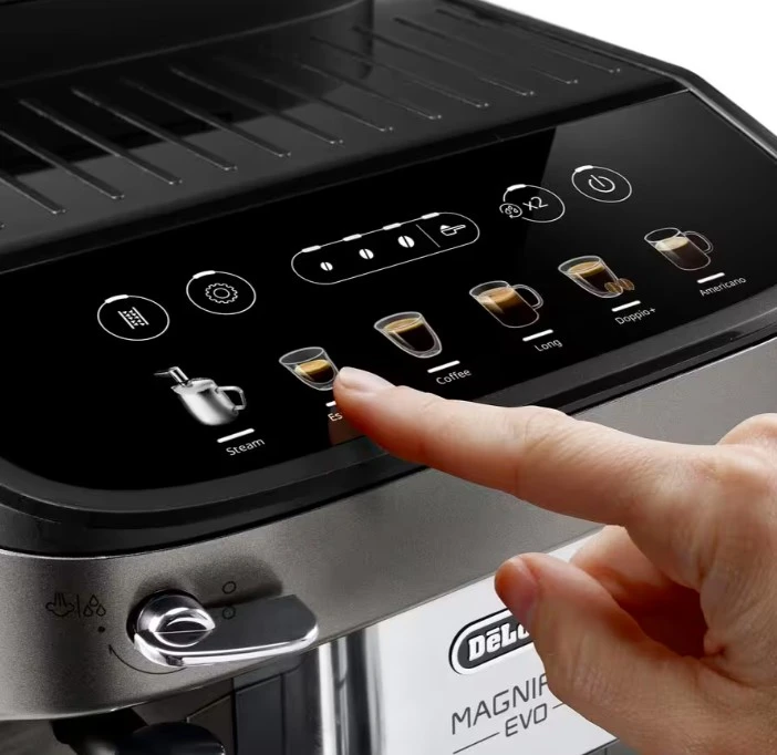 Kavos aparatas Delonghi | | ECAM 290.42.TB Magnifica Evo | Slėgis 15 bar | Su pieno plakikliu | Automatinis | 1450 W | Sidabrinis/Juodas