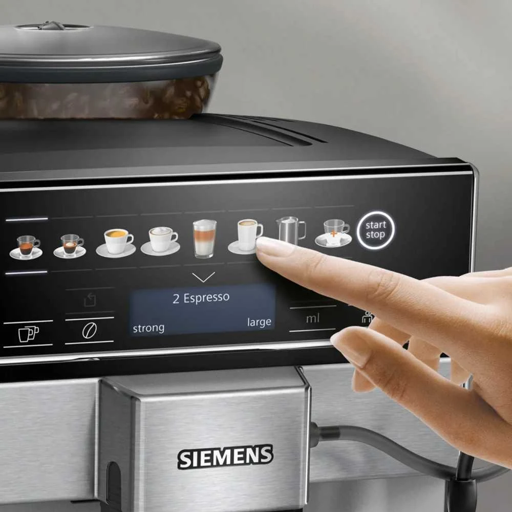SIEMENS Kavos aparatas TE655203RW Slėgis 15 bar, Su pieno plakikliu, Automatinis, 1500 W, Juodas/ stainless steel