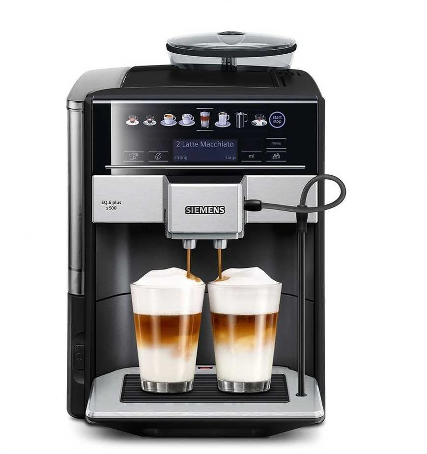 SIEMENS Kavos aparatas TE655319RW Slėgis 15 bar, Su pieno plakikliu, Automatinis, 1500 W, Juodas