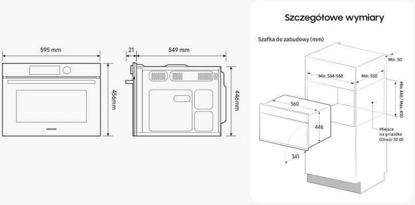 Kompaktinė orkaitė su mikrobangų funkcija Samsung NQ5B4553HBK