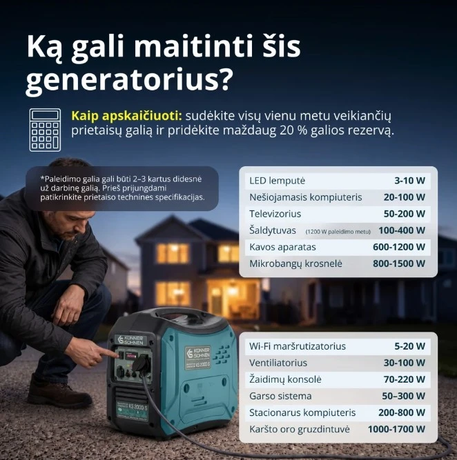 Konner & Sohnen Inverterinis generatorius 2000W, KS 2000i S KÖNNER amp SÖHNEN