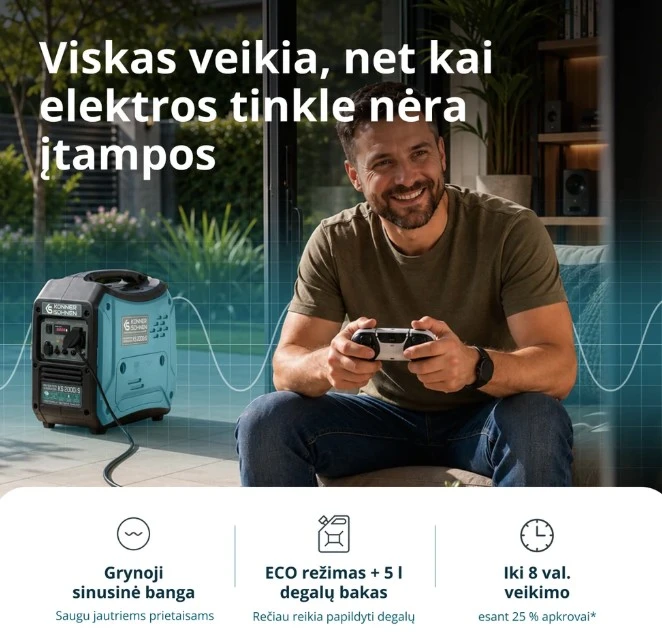 Konner & Sohnen Inverterinis generatorius 2000W, KS 2000i S KÖNNER amp SÖHNEN