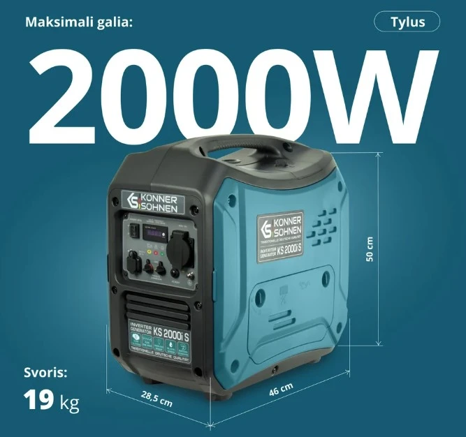 Konner & Sohnen Inverterinis generatorius 2000W, KS 2000i S KÖNNER amp SÖHNEN